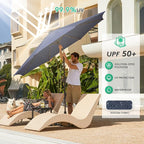 JEAREY 9FT Outdoor Patio Umbrella with Solar Lights, LED Lighted Pool Umbrella with Tilt and Crank, Outdoor Table Umbrellas for Deck, Yard & Market (9ft, Navy Blue) - Image 3
