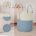Large Woven Laundry Basket Hamper, 80L Cotton Rope Storage Bin - Image 6