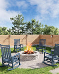 GarveeLife Poly Lumber Rocking Chair Outdoor Set of 4 - HDPE High Back Porch Rocker Chairs for Adults - All Weather Resistant Furniture for Patio - Navy Blue by GarveeLife