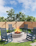 GarveeLife Poly Lumber Rocking Chair Outdoor Set of 4 - HDPE High Back Porch Rocker Chairs for Adults - All Weather Resistant Furniture for Patio - Navy Blue by GarveeLife
