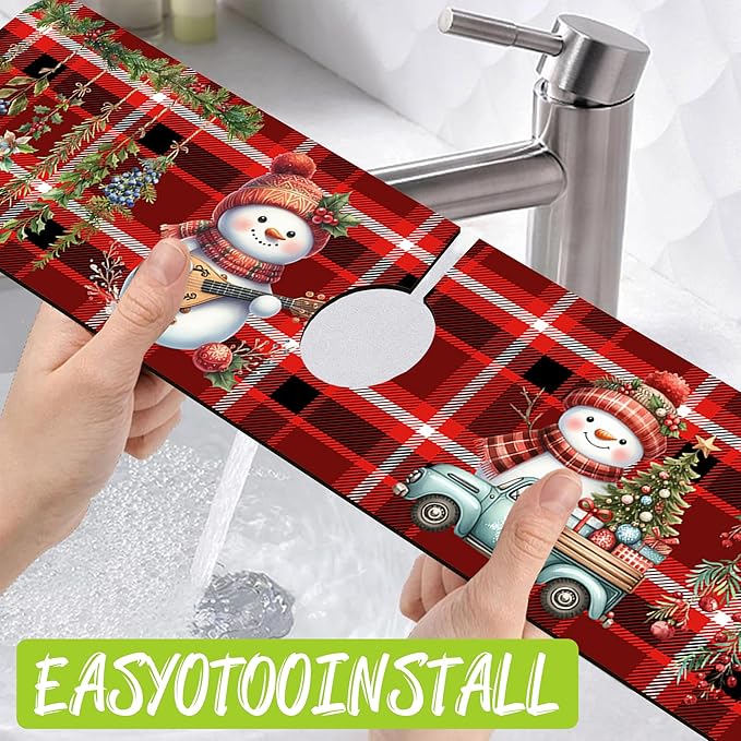 Chrismas Sink Faucet Absorbing Mat Christmas Sink Splash Guard Drying Mat - Image 4