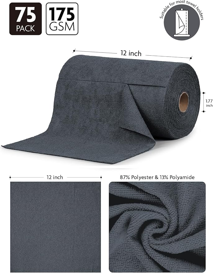 Fantasticlean Microfiber Cleaning Cloth Roll -75 Pack, Tear Away Microfiber - Image 7