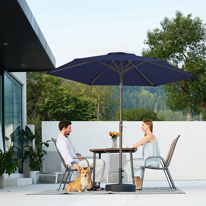 JEAREY 7.5FT Patio Umbrella Outdoor Market Umbrella with 6 Sturdy Ribs, Push Button Tilt/Crank Table Umbrella for Garden, Deck, Backyard and Pool, Navy - Image 7