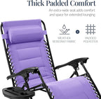 Best Choice Products Oversized Padded Zero Gravity Chair, Folding Outdoor Patio Recliner, XL Anti Gravity Lounger for Backyard w/Headrest, Cup Holder, Side Tray, Polyester Mesh - Violet - Image 4