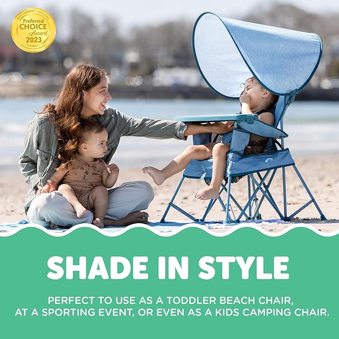 Baby Delight Go with Me Venture Portable Chair | Indoor and Outdoor | Sun Canopy | 3 Child Growth Stages | Blue Wave - Image 5