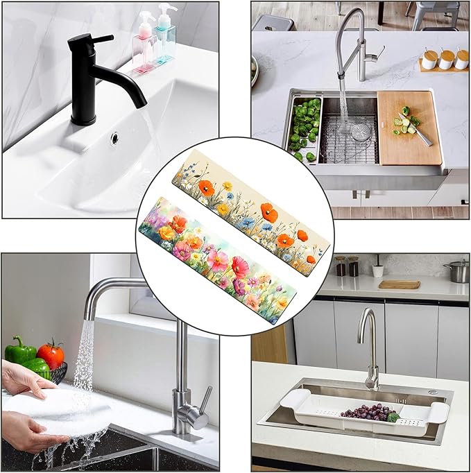Bimkole 2 PCS Faucet Absorbent Mat, Kitchen Faucet Sink Splash Guard Wraparound - Image 7