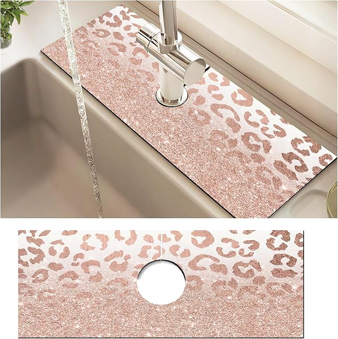 Absorbent Splash Guard Mat for Kitchen Sink, 15×5.5 Inch Cute Fast Drying Drip by Unknown