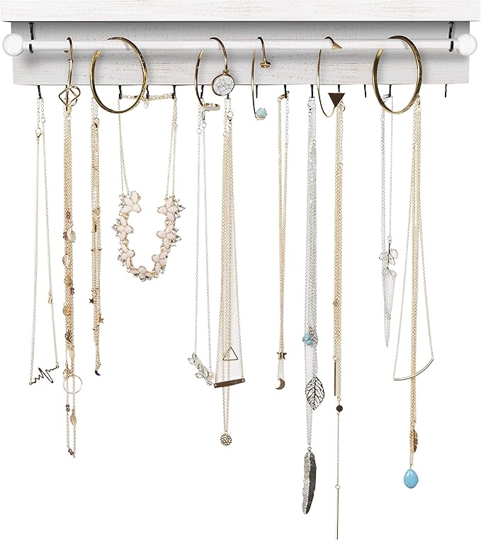 Rustic White Necklace Jewelry Organizer - Image 9