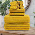 8 Pcs Yellow Cabana Stripe Polyester Bath Towel Set Oversize Bath Sheet-2 by Oliven