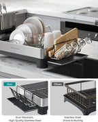 SONGMICS Dish Drying Rack, Premium Stainless Steel Dish Rack - Image 3
