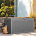 Greesum Outdoor Storage Box 100 Gallon Storage Bin with Lid for Patio Furniture, Garden Tools, Pool Supplies, Lockable, Waterproof and UV Resistant, Gray - Image 2
