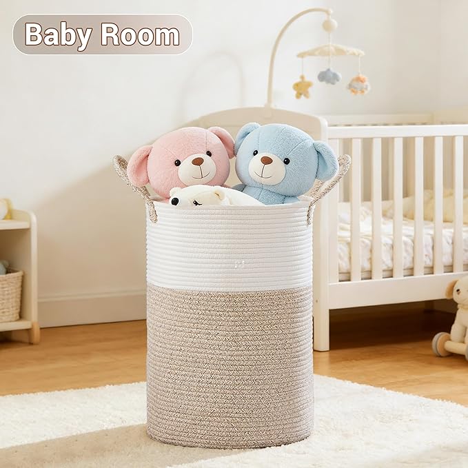 Tall Laundry Basket with Handles, 72L Portable Dirty Clothes Hamper, Boho - Image 4