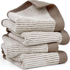 Cleanbear Hand Towels for Bathroom Set of 4, Jacquard Weaved Cotton Face Towels by Cleanbear