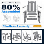 Devoko PP Material Rocking Chair Outdoor Indoor All Weather High Back Patio Rocker for Adult Heavy Duty Rocking Chair for Patio Backyard Porch Garden (Heavy Duty, Gray) - Image 5