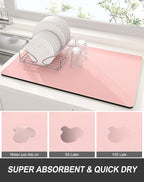 Rnivvi Dish Drying Mat for Kitchen Counter, XL 15 x 24" Super Absorbent Drainer - Image 3