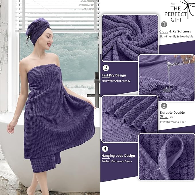 Extra Large Bath Towel Set of 4, Oversized Bath Sheet Super Soft Highly - Image 3
