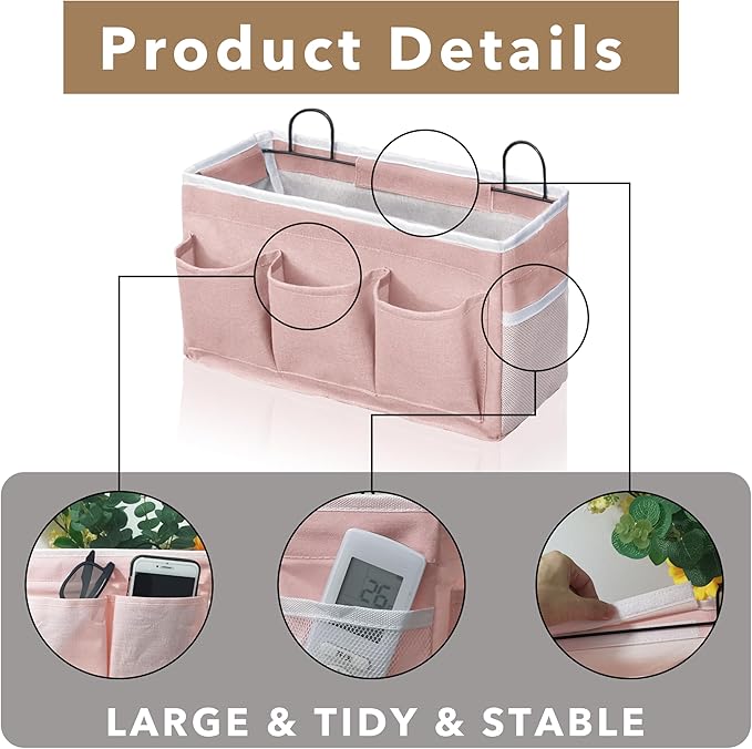 2pcs Light-Style Wall Hanging Storage Bag, Linen Fabric Door Hanging Organizer - Image 5