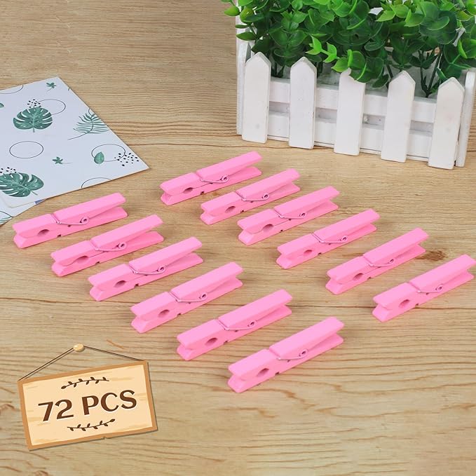 Phinus 72 Pcs Colorful Wooden Clothes Pins, 2.9 Inch Clothes Pins - Image 5