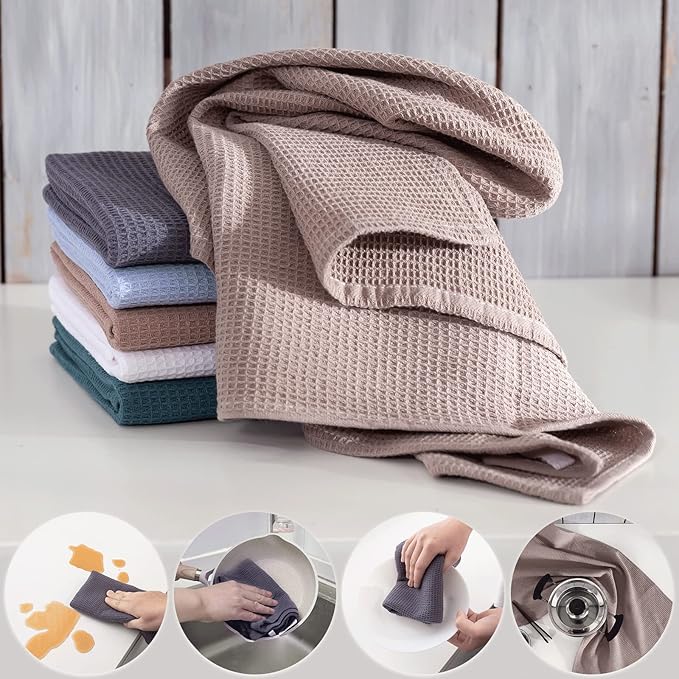 QUILTINA Dish Towels Set, 100% Cotton Waffle Weave Kitchen Towels 6 Pack - Image 5