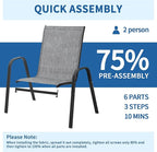 PIZZELLO Patio Chairs Set of 4, Outdoor Stackable Dining Chairs for All Weather, Lightweight Textilene Outdoor Chair Sets with Armrests, 330Lbs Capacity, for Backyard Porch Poolside Garden (Grey) - Image 6
