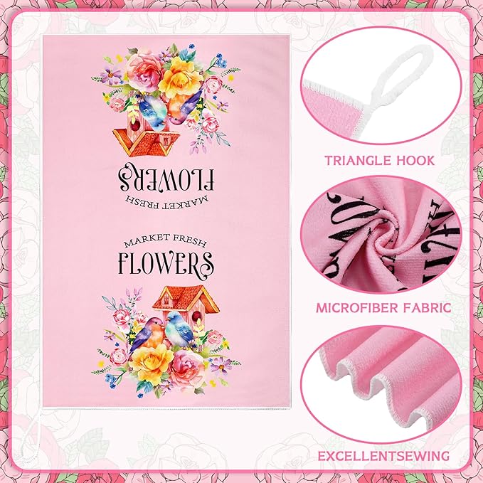 Geyoga 6 Pcs Spring Floral Kitchen Towels Flamingo Dish Hand Towels Sunflower - Image 5