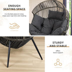 Vongrasig Wicker Egg Chair PE Rattan Chair with Cushion, Oversized Patio Lounge Chair for Outdoor, Indoor, Balcony, Backyard, Garden, Living Room, (Black/Rattan) - Image 5