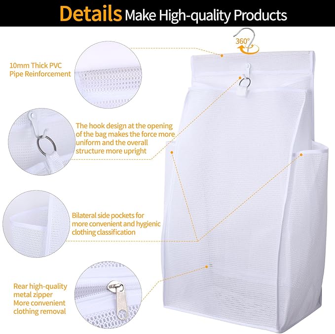 Hanging Collapsible Breathable Mesh Laundry Hamper, 24 x 14.2 x 7.5 in - Image 3