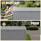 JUMMICO 270 Gallon Outdoor Storage Deck Box with Divider, Double Wall Storage Box with Lockable Lid for Garden Tools, Pools Supplies (Gray) - Image 4