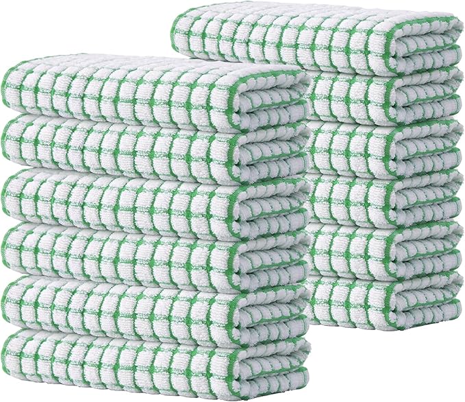 Kitinjoy Cotton 12 Pack Terry Kitchen Towels, 16 x 25 Inches Super Soft and by Kitinjoy
