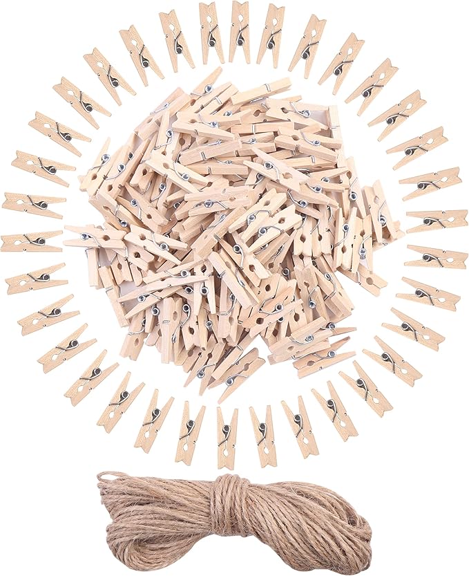 DIYASY 120 Pcs Mini Wood Clothespins, 1 Inch Small Craft Wooden Clips by HandicraftsandDecoration