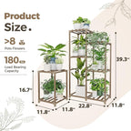 Bamworld Plant Stand Indoor Corner Plant Shelf Wood Plant Holder for Multiple Plants Tall Flower Stands Plants Table Rack Garden Patio Lawn Window 03H, Brown - Image 6