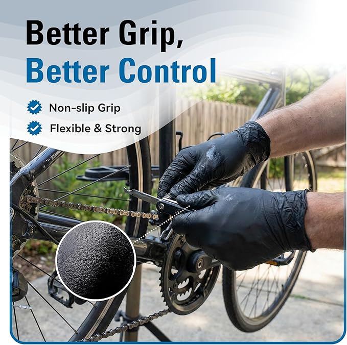 Nitrile Gloves Disposable Latex Free, 4 Mil Black Food Grade Powder Free Rubber - Image 5
