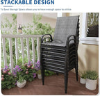 PIZZELLO Patio Chairs Set of 8 - Outdoor Stackable Dining Chairs for All Weather - Lightweight Textilene Outdoor Chair Sets with Armrests - 330Lbs Capacity - for Backyard Garden Porch Poolside (Grey) - Image 3