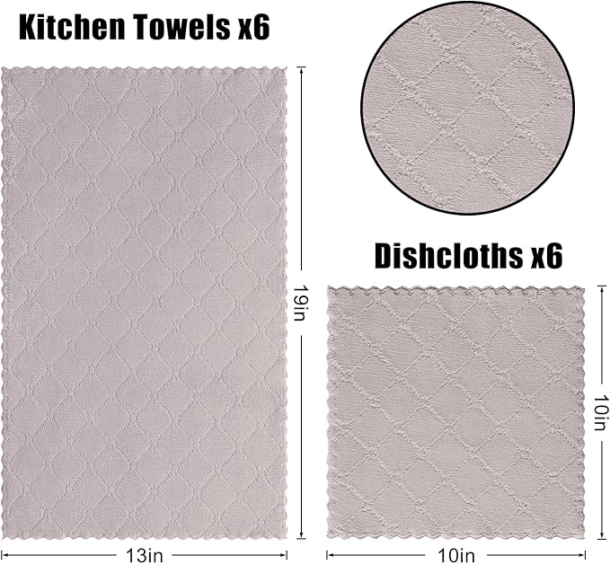 Homaxy Kitchen Towels and Dishcloths Set, 10 x 10 and 13 x 19 Inches, No Lint - Image 6