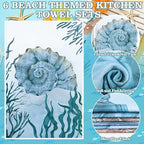 Boyiee Set of 6 Beach Kitchen Towels Sea Ocean Animal Nautical Tea Towels 24 x - Image 5
