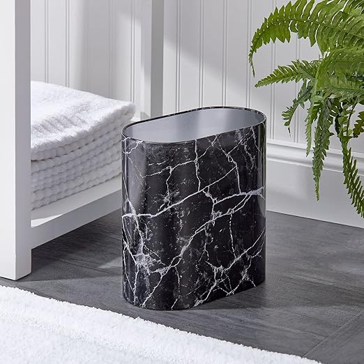 mDesign Metal Freestanding Slim Toilet Bowl Brush and Holder + Rectangle Narrow - Image 3