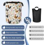 Rooster Hen Chick Laundry Basket, Foldable Waterproof Oxford Cloth Tote Bag - Image 3
