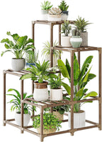 Bamworld Corner Plant Stand Indoor Outdoor Plant Shelf Small Plant Table for Multiple Plants Wooden Plant Holder for Garden Patio Lawn Window Plants Gift,Brown - Image 6