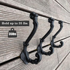 4 Pack Cast Iron Wall Hooks Antique Vintage Rustic Farmhouse Coat Hooks - Image 2