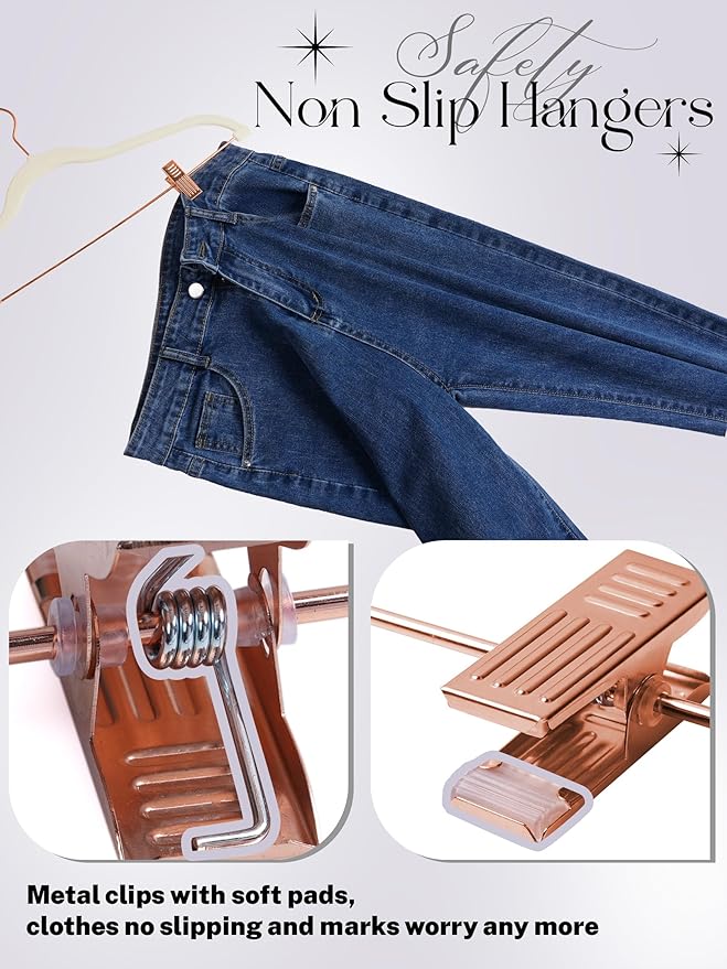 HOUSE DAY Velvet Skirt Hangers 24 Pack, Non Slip Pants Hangers - Image 7