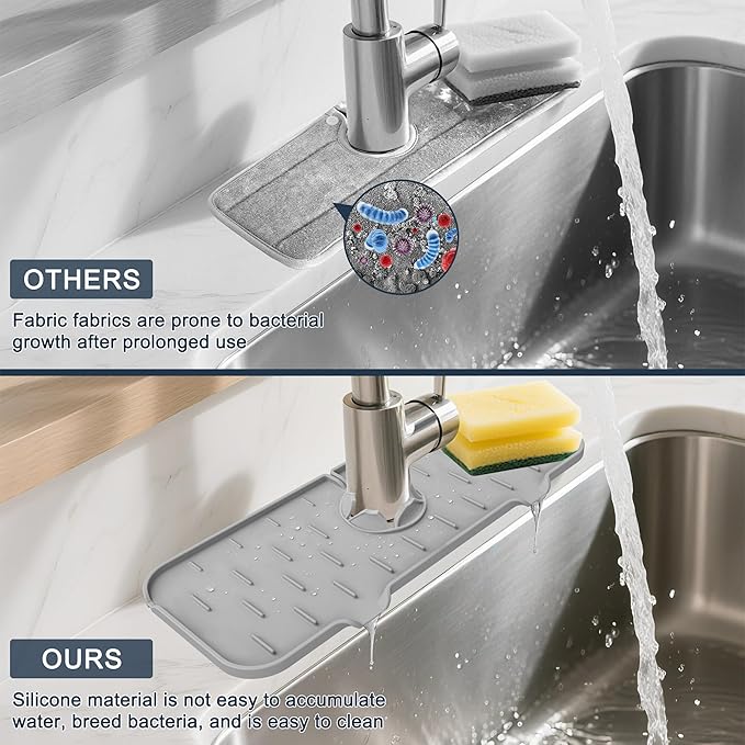 Kitchen Faucet Sink Splash Guard, Silicone Faucet Water Catcher Mat – Sink - Image 4