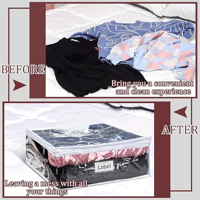 Hoolerry 6 Pieces Sweater Storage Bags Plastic Clear PVC Clothes Storage Bags - Image 6