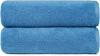 Amazon Basics 2-Piece Quick-Dry Oversize Bath Towel, 100% Cotton, Lake Blue by AmazonBasics