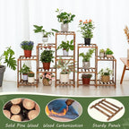 Uneedem Wood Plant Stand Indoor Outdoor Corner Plant Shelf Stand, 5 Tiered 10 Potted Flower Plant Stands for Indoor Plants Multiple, Plant Shelves Stands Rack for Living Room, Patio, Balcony - Image 2