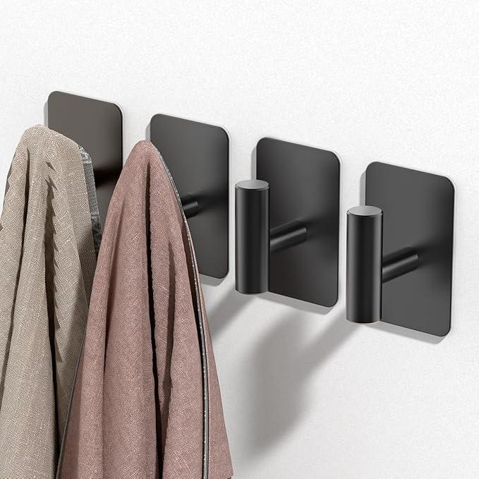 Black Hooks for Hanging Heavy Duty, Wall Hooks for Shower, Waterproof & - Image 2