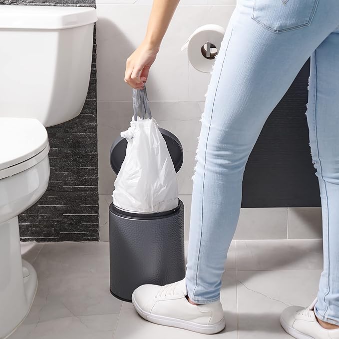 Plasticplace 6 Gallon Trash Bags White Drawstring Garbage Can Liners, 17” x 20” - Image 2