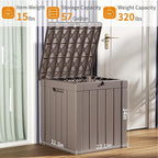ROJIK 57 Gallon Outdoor Storage Housing Deck Box - Waterproof Patio Furniture, Garden Tools, Cushions, Pool Accessories Storage Bench with Lockable Lid and Side Handles（Grey） - Image 3