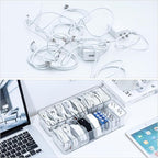 Clear Cable Cord Organizer Box, Adjustable Desk Drawer Storage Case - Image 3