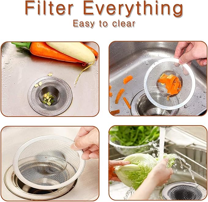 40pcs Heavy Duty Stainless Steel Slop Basket Filter Trap, 2.75" Top / 1" Mesh - Image 4