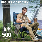 EVER ADVANCED Padded Oversized Folding Camping Chair for Adults, Heavy Duty Lawn Chair with Side Pockets, Portable Collapsible Quad Chair for Outside, Support Up to 500lbs, Blue - Image 4